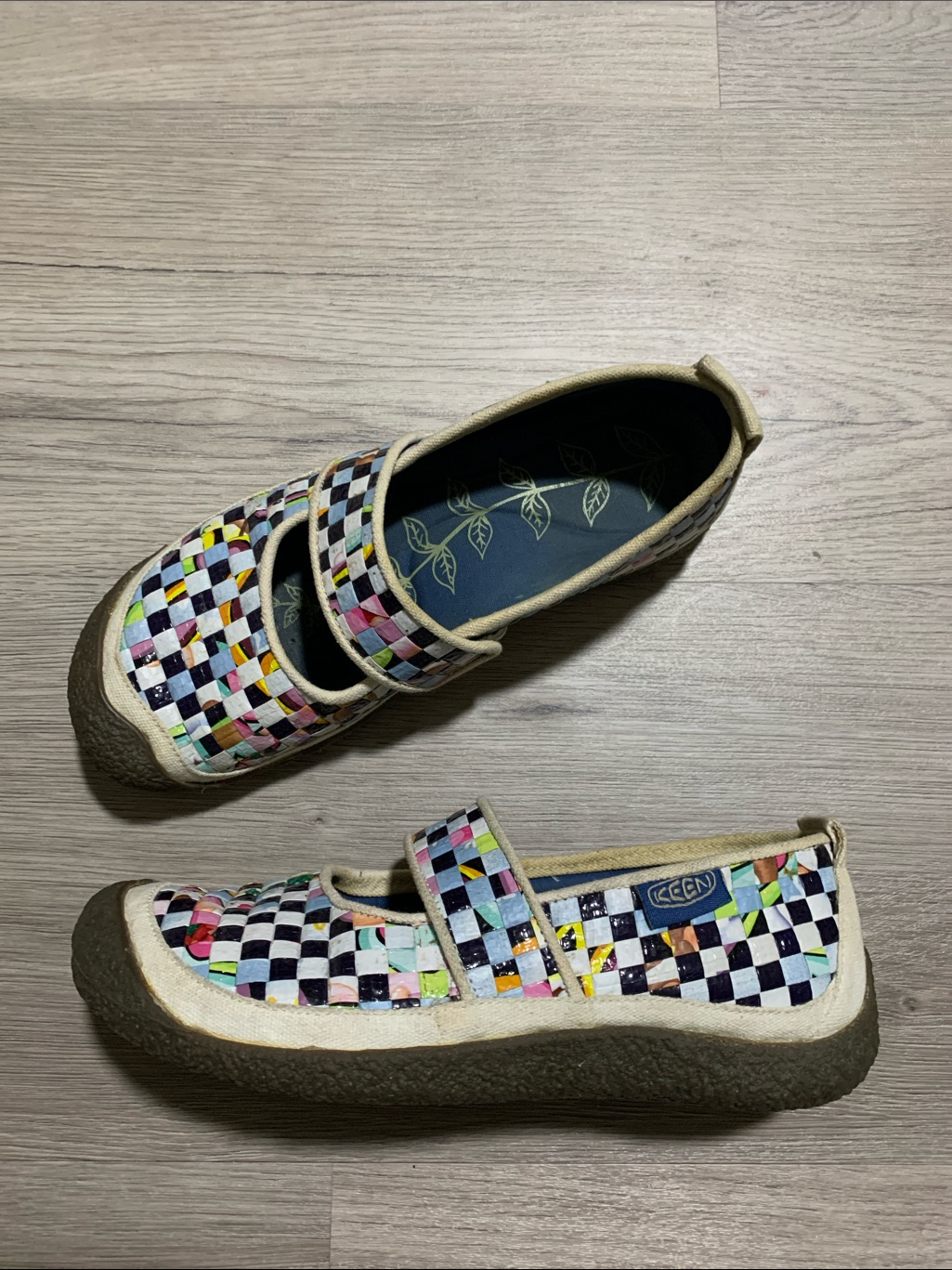Keen Multicolor Checkered Mary Jane Black, White, Pink, Yellow, Blue, Green 8.5